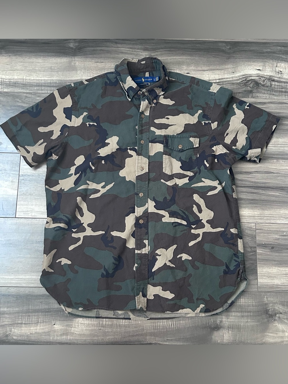 Polo Ralph Lauren Mens Camo Button Down Shirt Classic Fit Camouflage Large L